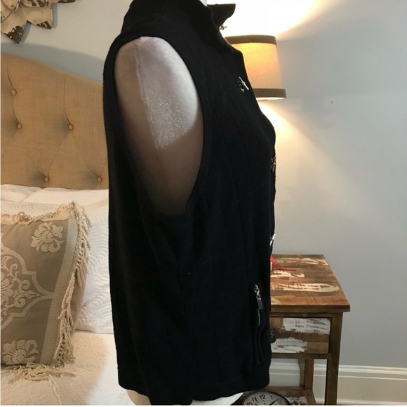 Jamie Sadock Black V-Neck Sweater Vest Button Up - Picture 4 of 16